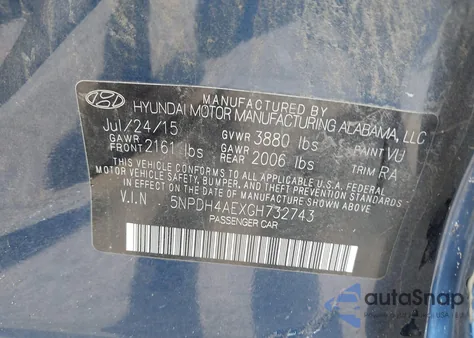 2016 Hyundai Elantra Se z USA, uszkodzony, nr VIN 5NPDH4AEXGH732743